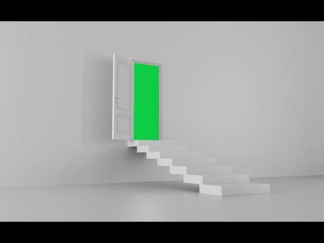 White Door Opening White Wall Stairs Free Green Screen Videos preview