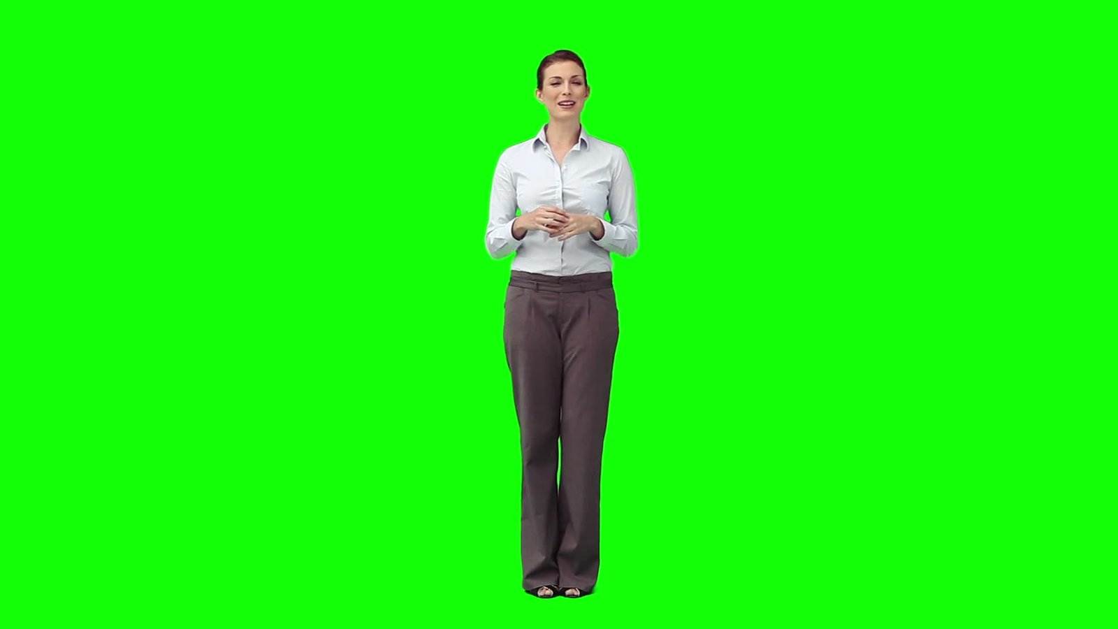 Professional Businesswoman Giving Speech in Front of Green Background Video preview