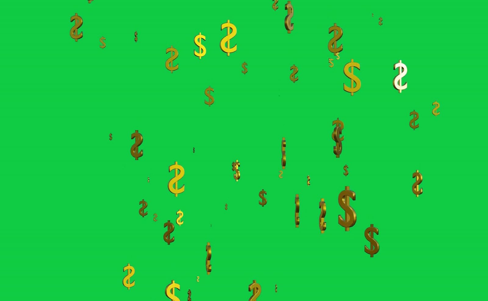 Dollar Sign Rain Gold Freen Green Screen Video preview