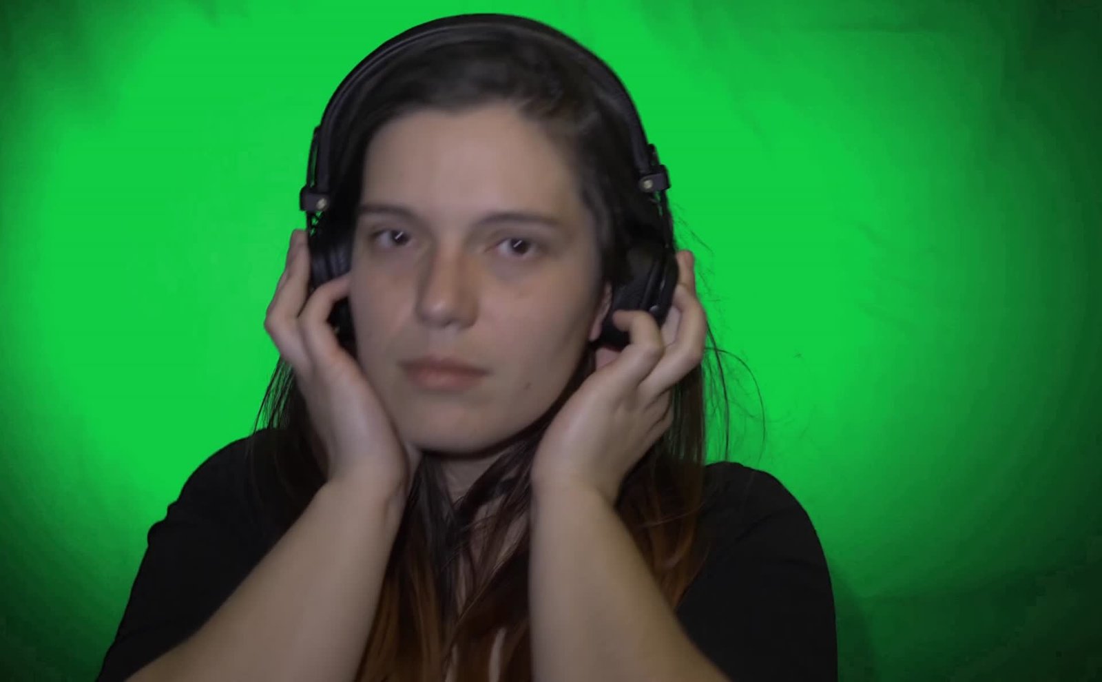 Girl Enjoy Listening Music Wearing Headphones Free Green Screen Video preview